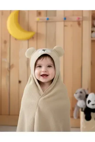 Cotton Soft Baby/Newborn Bath Towel Swaddle Brown/Bear-Coffee - 4