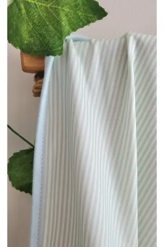 Cotton Soft Double Layered Jersey Baby Swaddle Blanket Striped/ Mint-mint - ALPAR TEKSTIL (1)