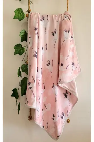 Cotton Soft Double Layered Knitted Baby Swaddle Blanket /stork-ROSE DUST 