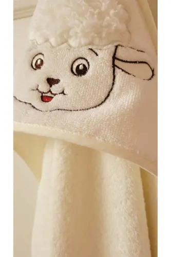 Cotton Soft Unisex Newborn-Baby Bath Swaddle Towel Cream/ Lamb-Cream - 5