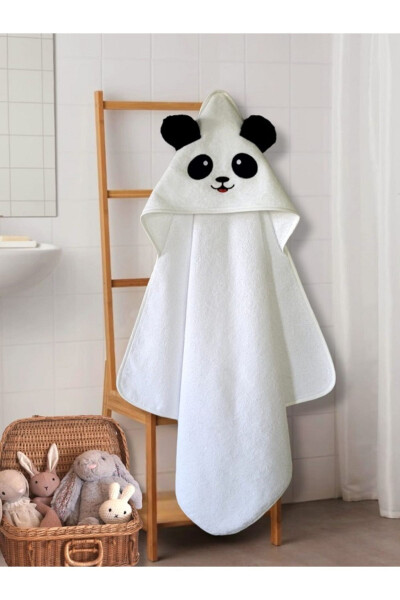 Cotton Soft Unisex Newborn/baby Bath Swaddle Towel White/panda - 2