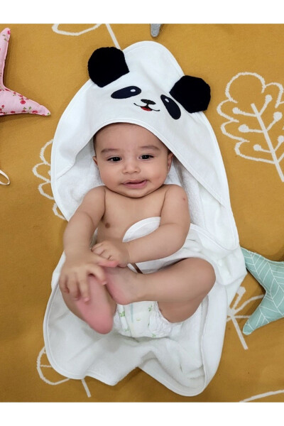 Cotton Soft Unisex Newborn/baby Bath Swaddle Towel White/panda - 3