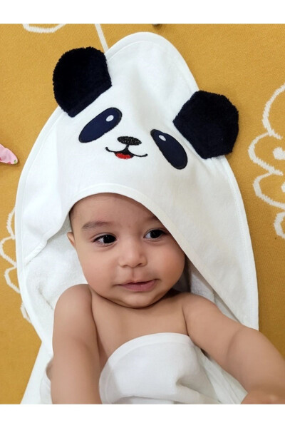 Cotton Soft Unisex Newborn/baby Bath Swaddle Towel White/panda - 4