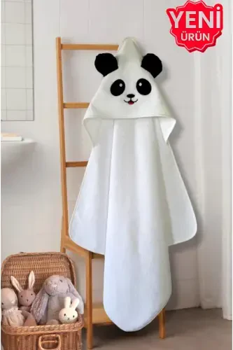 Cotton Soft Unisex Newborn/baby Bath Swaddle Towel White/panda - 3