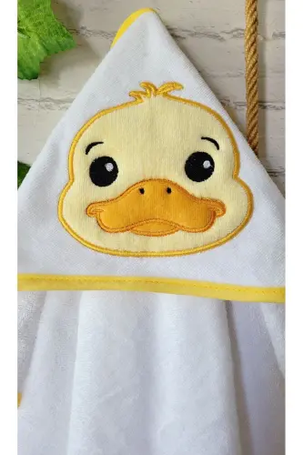 Cotton Soft Unisex Newborn/Baby Bath Swaddle Towel Yellow/Duck-WHITE - 4