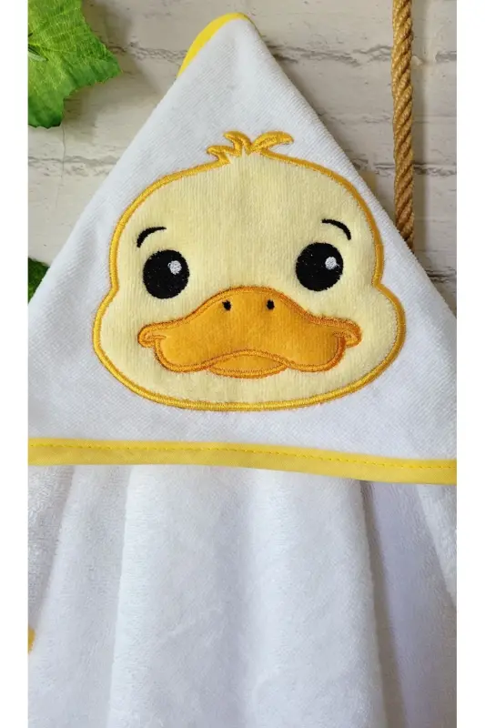 Cotton Soft Unisex Newborn/Baby Bath Swaddle Towel Yellow/Duck-WHITE - 1