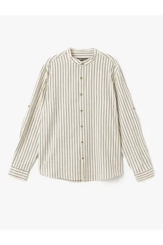 Cotton Striped Textured Long Sleeve Regular Fit H - 1