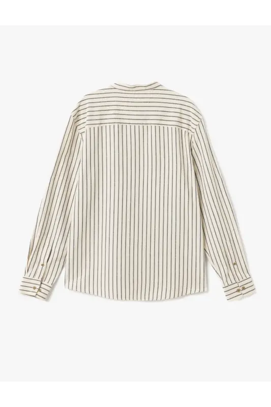 Cotton Striped Textured Long Sleeve Regular Fit H - 2