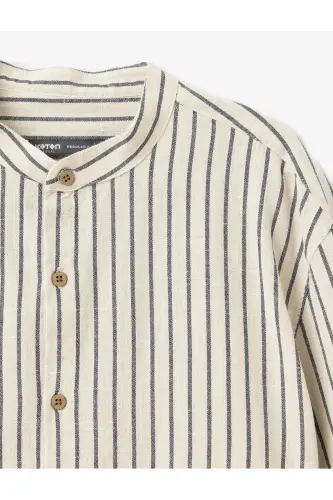 Cotton Striped Textured Long Sleeve Regular Fit H - 3