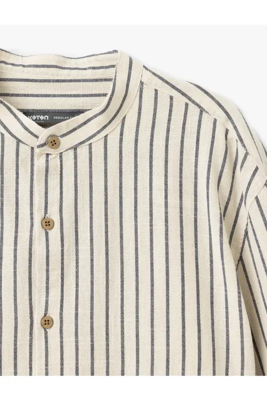 Cotton Striped Textured Long Sleeve Regular Fit H - 3