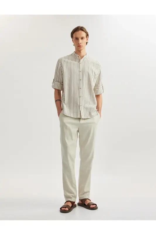 Cotton Striped Textured Long Sleeve Regular Fit H - 2