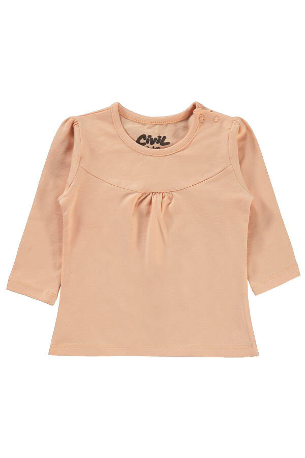 Cotton sweatshirt for baby girls, salmon color, 6-18 months. - 3