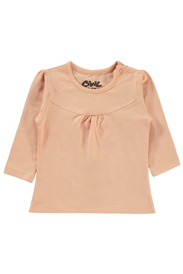 Cotton sweatshirt for baby girls, salmon color, 6-18 months. - 1