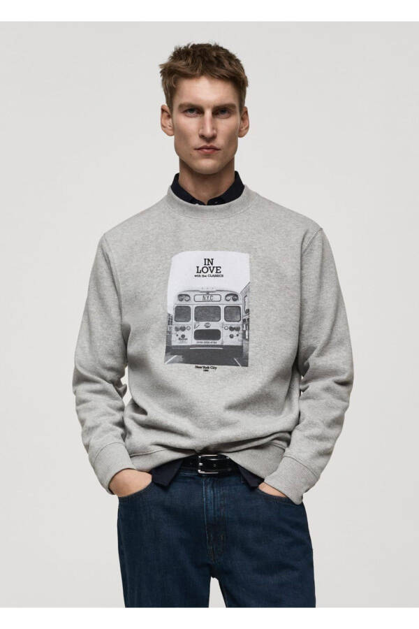 Cotton sweatshirt with graphic pattern - 1