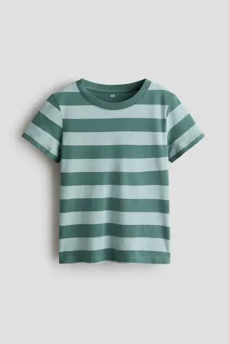 Cotton T-shirt - Dusty green/Striped 