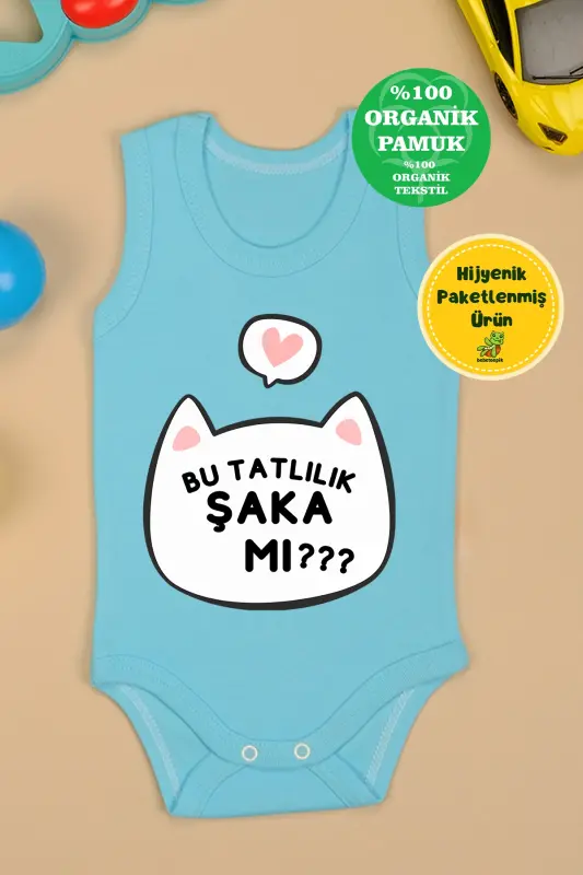 Cotton This Sweet Joke Is It Printed Snap Bodysuit Onesie-turquoise - 1