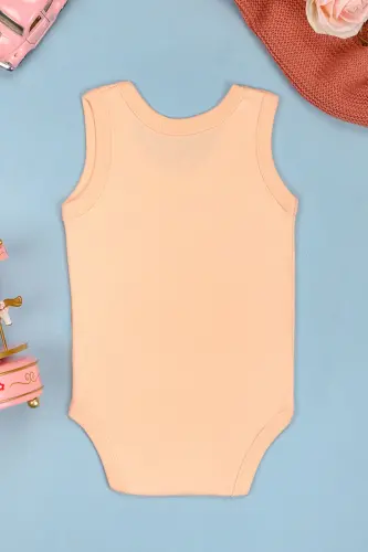 Cotton This Sweet Joke Printed Snap Bodysuit-SALMON - 3