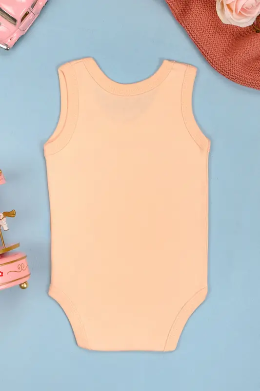 Cotton This Sweet Joke Printed Snap Bodysuit-SALMON - 3