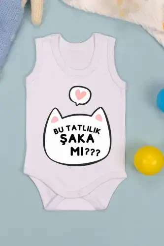 Cotton This Sweetness Is It A Joke Printed Snap Bodysuit-White - BEBETOSPIK (1)