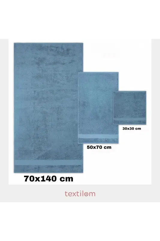 Cotton Towel Set 3 pcs-Blue - 5
