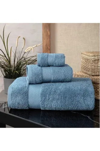 Cotton Towel Set 3 pcs-Blue - 6