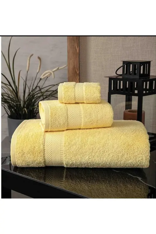 Cotton Towel Set 3 pcs - Yellow - 2