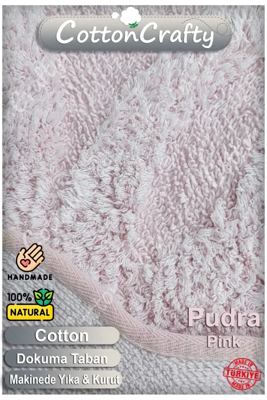 Cotton Tufting Absorbent Bath Mat, Bath Rug LOTUS 100 x 100 CM POWDER-Powder - 2