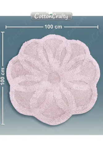 Cotton Tufting Absorbent Bath Mat, Bath Rug LOTUS 100 x 100 CM POWDER-Powder - 4