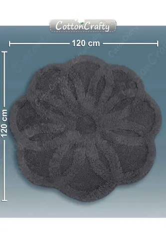 Cotton Tufting Absorbent Bath Mat, Bath Rug LOTUS 120 x 120 CM ANTHRACITE-Anthracite - 4