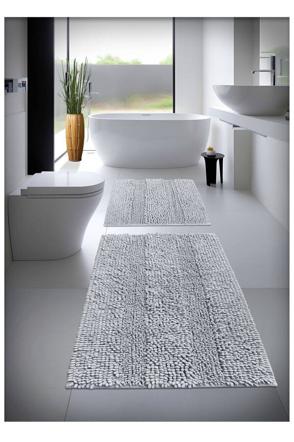 Cotton Tufting Bath Mat Set, Bath Rug Macaroni 2 Pieces Set 60x100 - 60x50 - 1