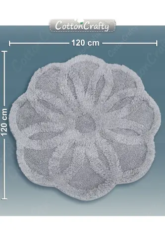 Cotton Tufting Water Absorbent Bath Mat, Bath Rug Lotus 120 X 120 Cm Grey-Grey - 4