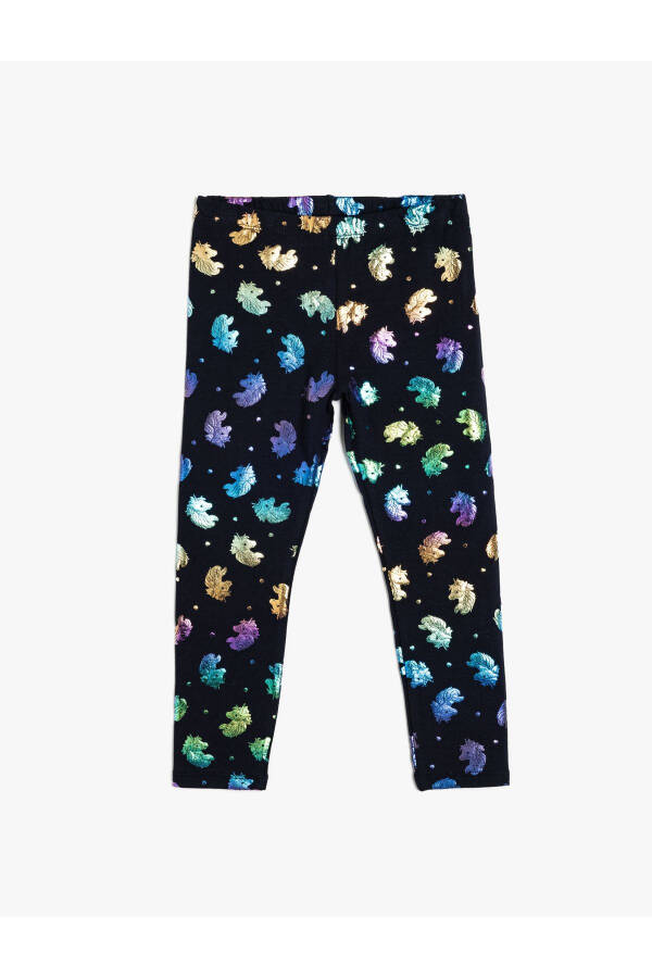 Cotton unicorn leggings with elastic waistband. - 10