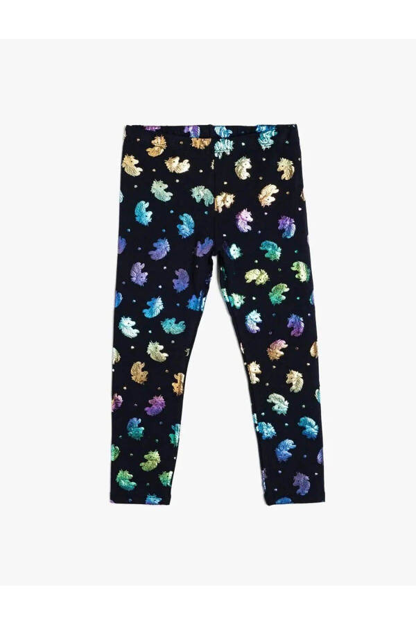 Cotton unicorn leggings with elastic waistband. - 7