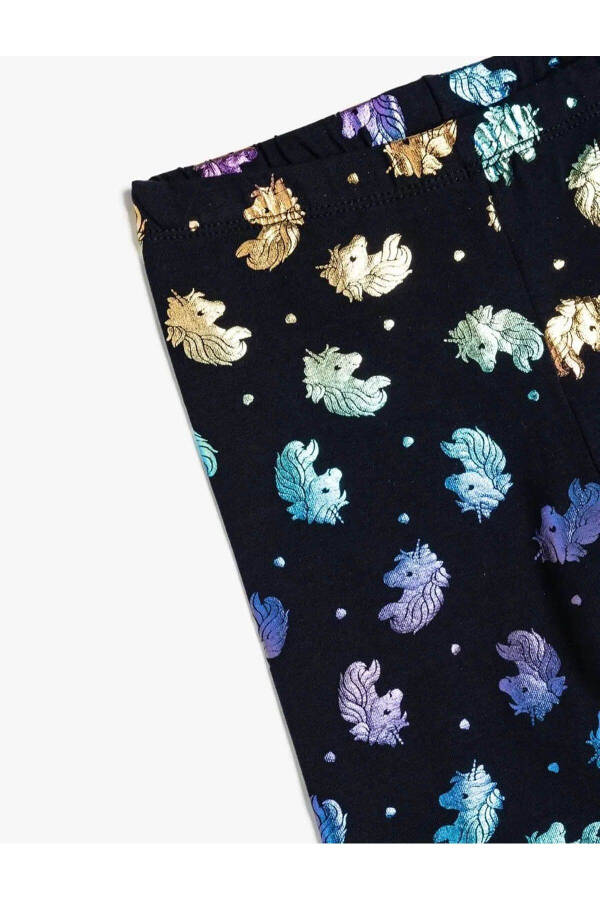 Cotton unicorn leggings with elastic waistband. - 8