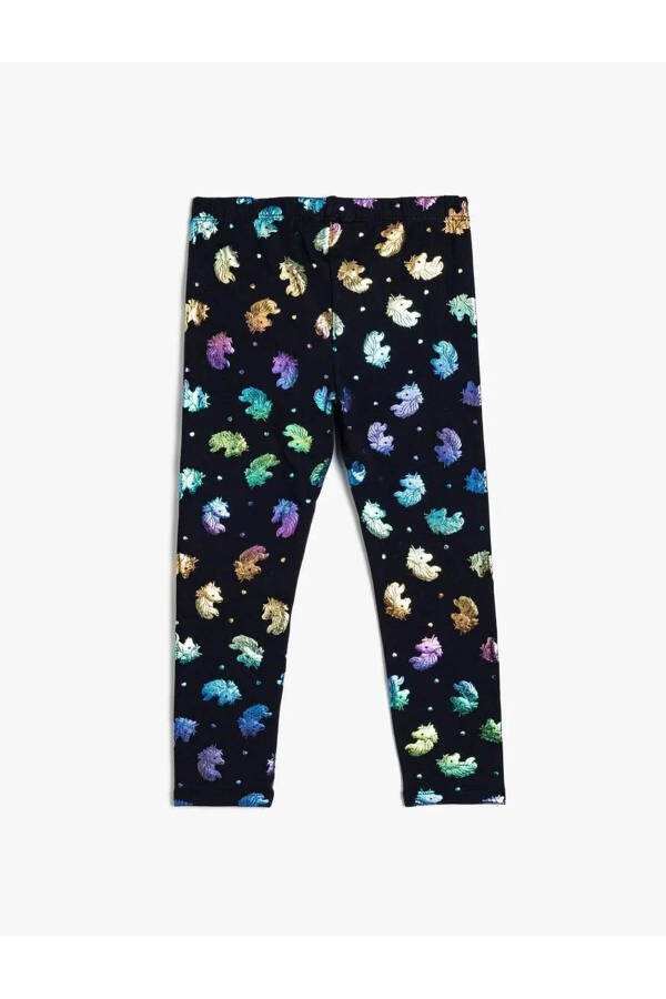 Cotton unicorn leggings with elastic waistband. - 9