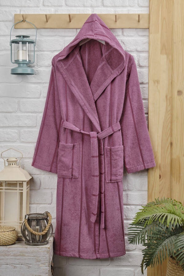 Cotton Velvet Hooded Unisex Bathrobe - 1
