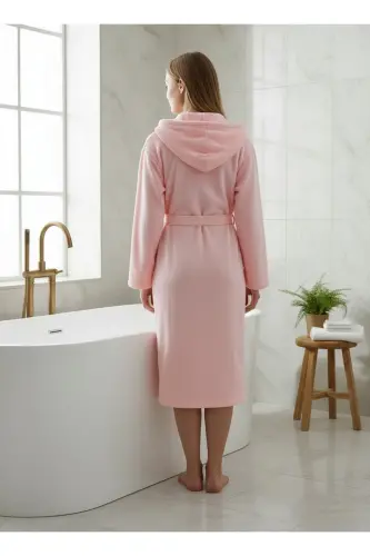 Cotton Velvet Hooded Unisex Powder Bathrobe - SEMECCA (1)