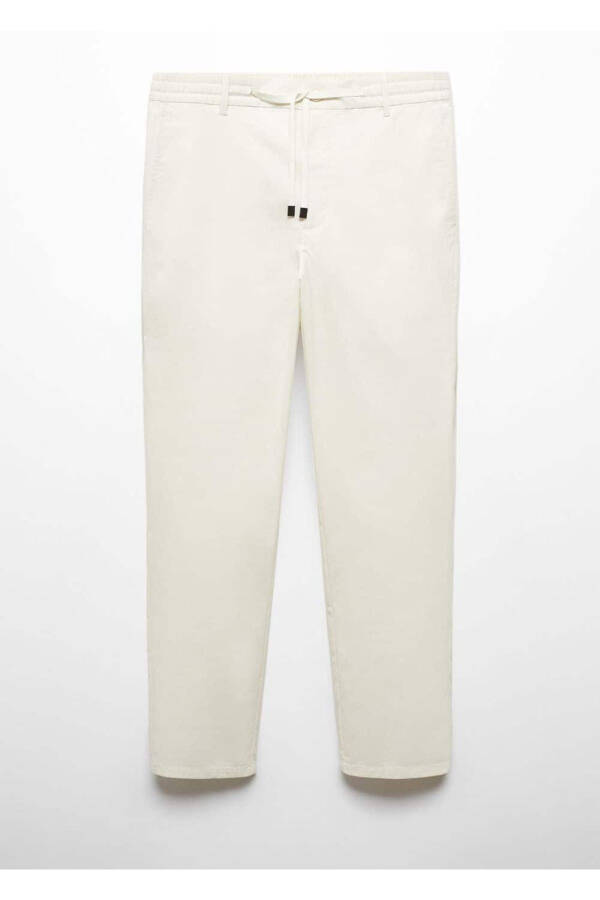 Cotton Waffle Knit Drawstring Waist Pants - 3
