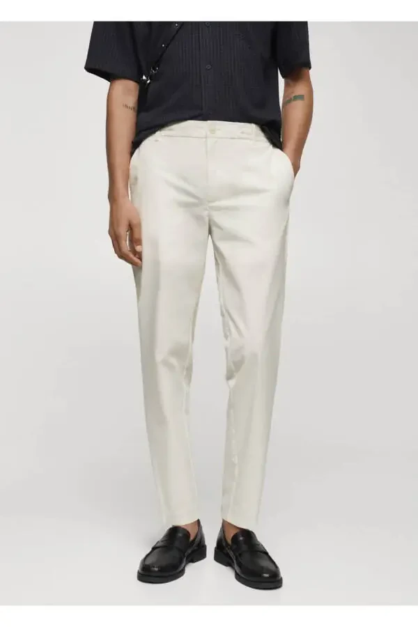 Cotton Waffle Knit Drawstring Waist Pants - 1