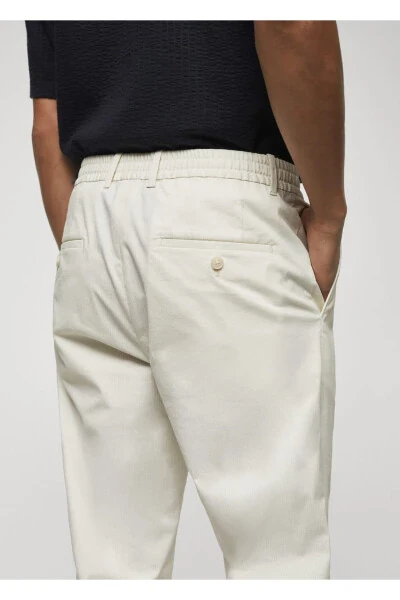 Cotton Waffle Knit Drawstring Waist Pants - 5