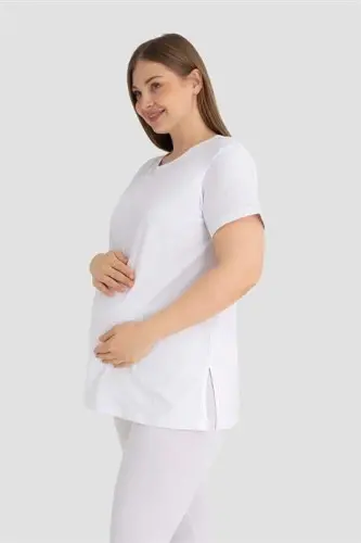 Cotton White Maternity T-Shirt - 1