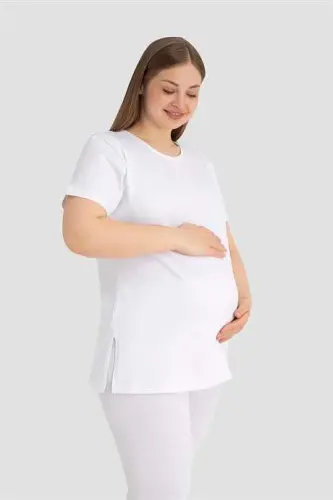 Cotton White Maternity T-Shirt - 3