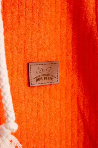 Cotton Wooden Buttoned Hooded Ribbed Style Hat Baby Romper-ORANGE - ADABEBEK (1)