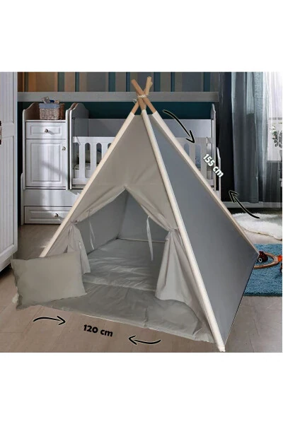 Cotton Wooden Children's Play Tent House Native American Age - BEBEĞIMISTER