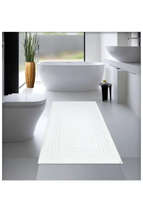 Cotton Woven Absorbent Bath Mat, Bath Rug Vera 60x100 Cm Machine Wash & Dry - 1