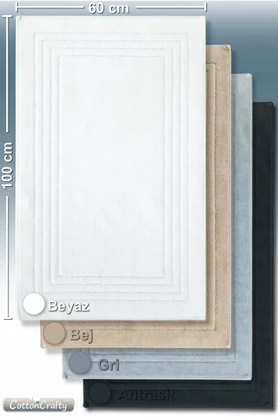 Cotton Woven Absorbent Bath Mat, Bath Rug Vera 60x100 Cm Machine Wash & Dry - 3