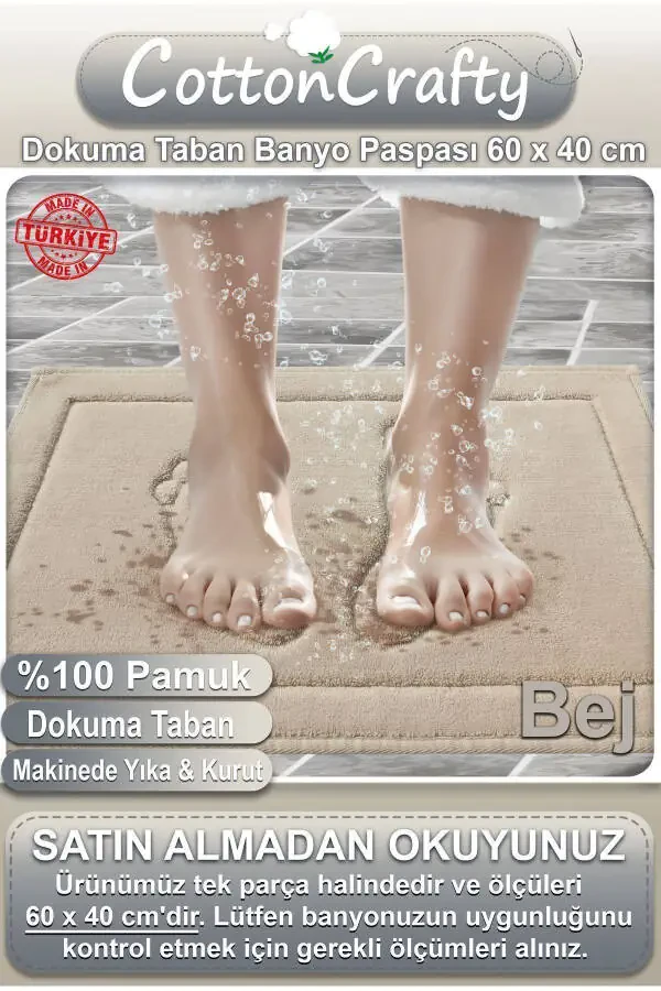 Cotton Woven Absorbent Bath Mat Foot 60x40 Cm - 2