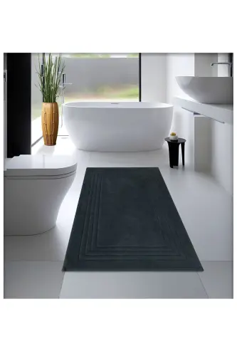 Cotton Woven Bath Mat, Bath Rug Vera 60x100 Cm ANTHRACITE - anthracite - 1