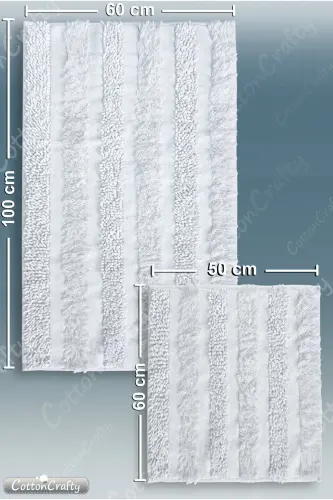Cotton Woven & Tufting Bath Mat Set, Bathroom Rug Harmony 2 Pcs Set 60x100 - 60x50-white - 13