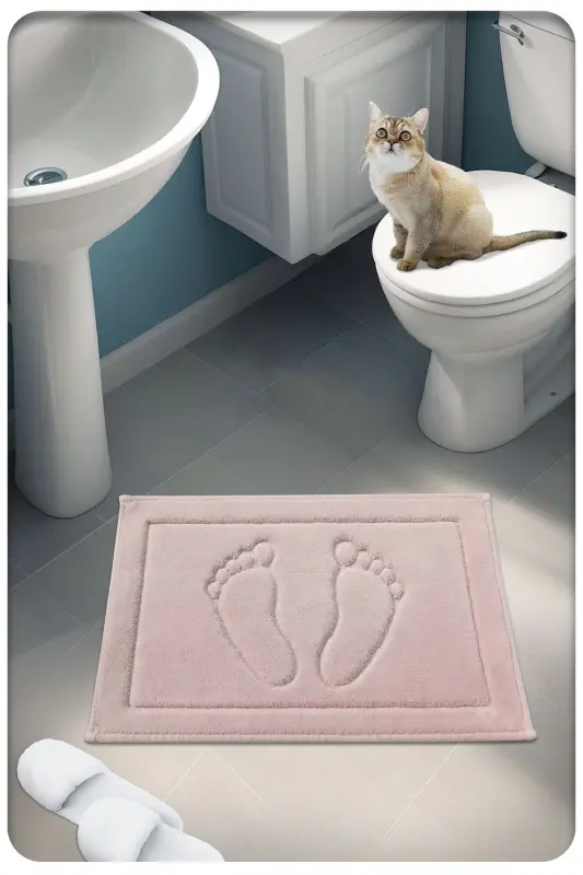Cotton Woven Water Absorbent Bath Mat Foot 60x40 Cm-powder - COTTON CRAFTY